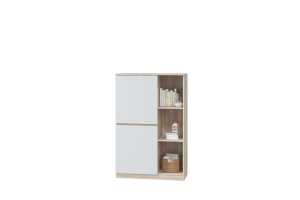 Шкаф для книг с 2 дв. дуб сонома/белый