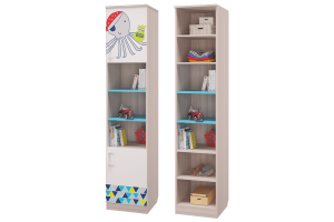 Шкаф для книг с 2-мя дверками "Джимми" (св.ясень/топаз/бел.фотоп)